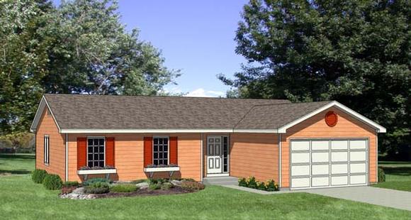 One-Story, Ranch House Plan 94356 with 3 Beds, 2 Baths, 2 Car Garage Elevation