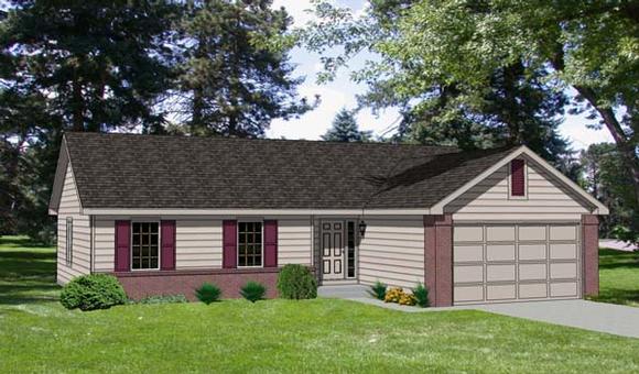 One-Story, Ranch House Plan 94357 with 3 Beds, 2 Baths, 2 Car Garage Elevation