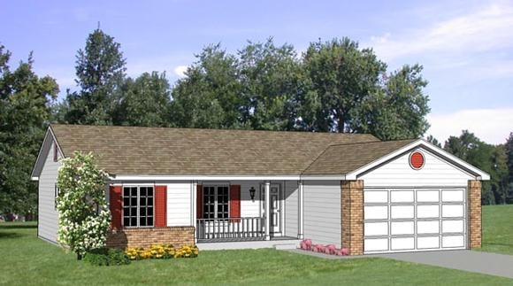 Ranch House Plan 94363 with 4 Beds, 2 Baths, 2 Car Garage Elevation