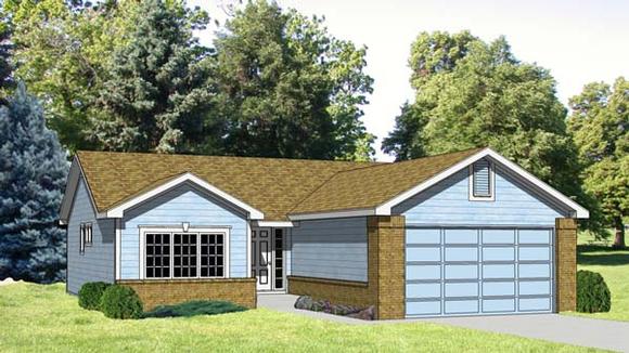 One-Story, Ranch House Plan 94364 with 2 Beds, 2 Baths, 2 Car Garage Elevation