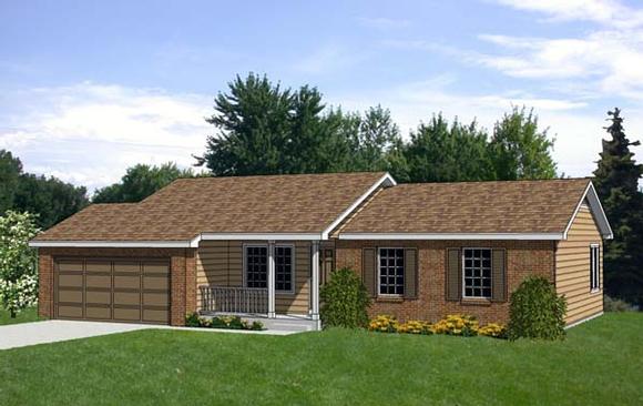 One-Story, Ranch House Plan 94367 with 3 Beds, 2 Baths, 2 Car Garage Elevation