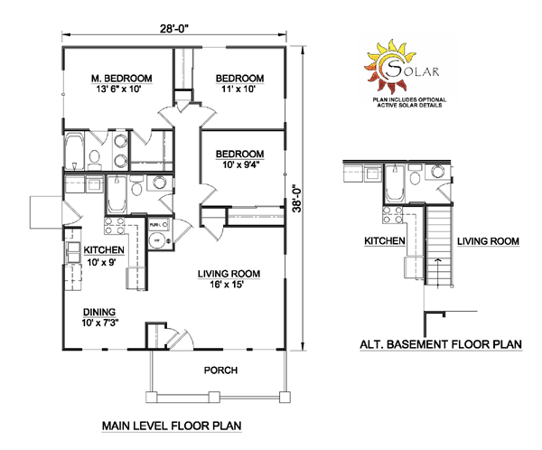 Cottage, Country, Craftsman House Plan 94371 with 3 Beds, 2 Baths Level One