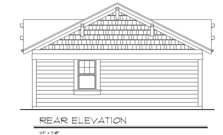 Cottage, Country, Craftsman House Plan 94371 with 3 Beds, 2 Baths Rear Elevation