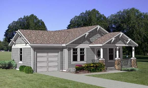 Bungalow, Country House Plan 94374 with 3 Beds, 2 Baths, 1 Car Garage Elevation