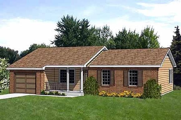 Ranch House Plan 94375 with 3 Beds, 2 Baths, 1 Car Garage Elevation