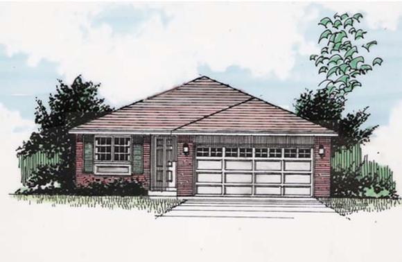 One-Story, Traditional House Plan 94376 with 3 Beds, 2 Baths, 2 Car Garage Elevation