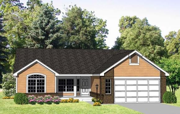 Ranch House Plan 94389 with 3 Beds, 3 Baths, 2 Car Garage Elevation
