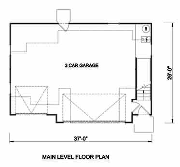 Tudor 3 Car Garage Apartment Plan 94399 with 1 Beds, 1 Baths First Level Plan