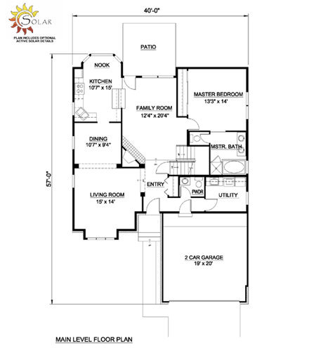 Country House Plan 94401 with 4 Beds, 3 Baths, 2 Car Garage First Level Plan