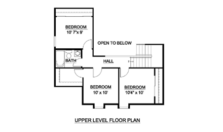 Country House Plan 94401 with 4 Beds, 3 Baths, 2 Car Garage Second Level Plan