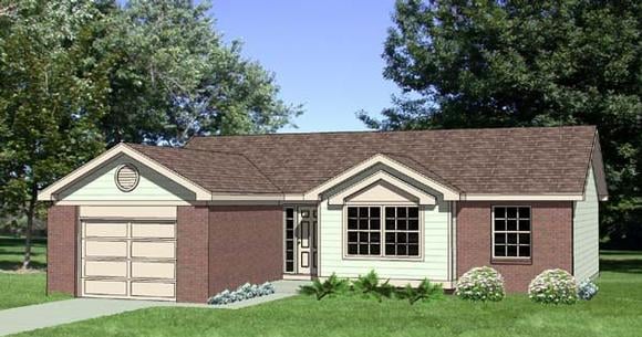 One-Story, Ranch House Plan 94406 with 3 Beds, 2 Baths, 1 Car Garage Elevation