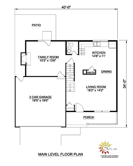 Country House Plan 94420 with 4 Beds, 3 Baths, 2 Car Garage First Level Plan
