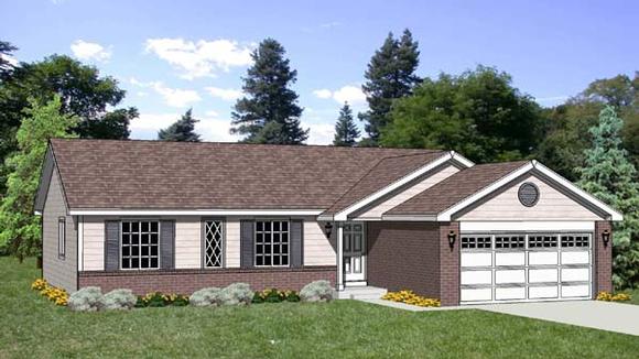 Ranch House Plan 94439 with 4 Beds, 2 Baths, 2 Car Garage Elevation