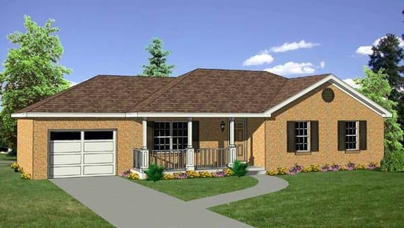 Ranch House Plan 94442 with 3 Beds, 2 Baths, 1 Car Garage Elevation