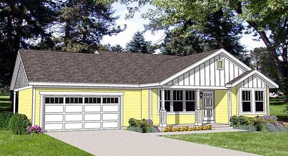 One-Story, Ranch House Plan 94462 with 2 Beds, 2 Baths, 2 Car Garage Elevation