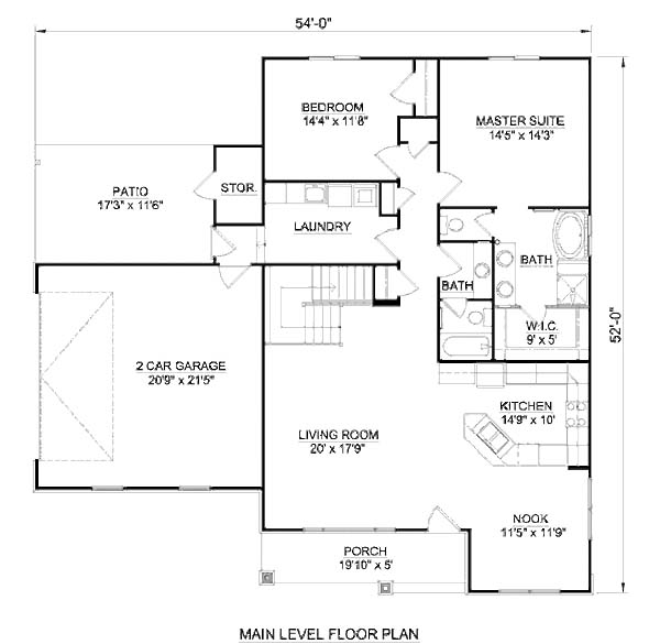 House Plan 94469 - Craftsman Style with 1596 Sq Ft, 2 Bed, 2 Bath