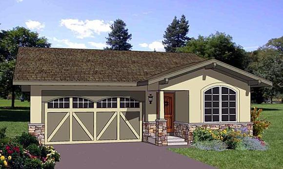 Narrow Lot, One-Story, Southwest House Plan 94476 with 3 Beds, 2 Baths, 2 Car Garage Elevation