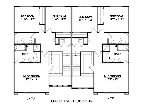Traditional Multi-Family Plan 94478 with 6 Beds, 6 Baths, 4 Car Garage Level Two