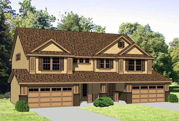 Traditional Multi-Family Plan 94478 with 6 Beds, 6 Baths, 4 Car Garage Elevation