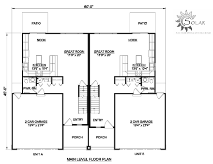 Craftsman Multi-Family Plan 94479 with 6 Beds, 6 Baths, 4 Car Garage First Level Plan