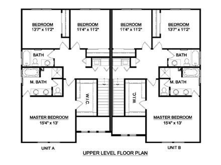 Craftsman Multi-Family Plan 94479 with 6 Beds, 6 Baths, 4 Car Garage Second Level Plan