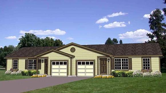 Traditional Multi-Family Plan 94482 with 5 Beds, 2 Baths, 2 Car Garage Elevation