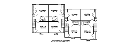 Traditional Multi-Family Plan 94484 with 10 Beds, 6 Baths Second Level Plan
