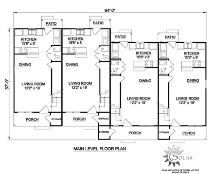 Traditional Multi-Family Plan 94485 with 8 Beds, 4 Baths First Level Plan