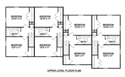 Traditional Multi-Family Plan 94485 with 8 Beds, 4 Baths Second Level Plan