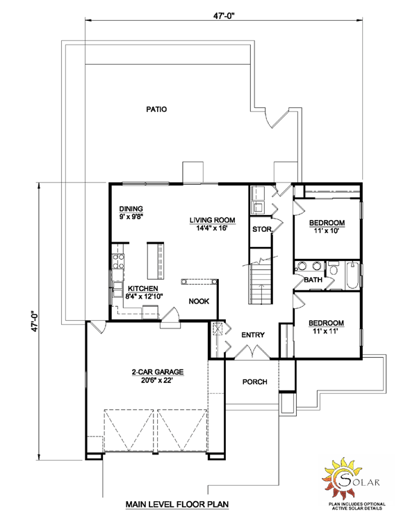 Santa Fe, Southwest House Plan 94489 with 3 Beds, 3 Baths, 2 Car Garage Level One