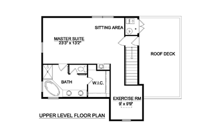 Santa Fe, Southwest House Plan 94489 with 3 Beds, 3 Baths, 2 Car Garage Second Level Plan