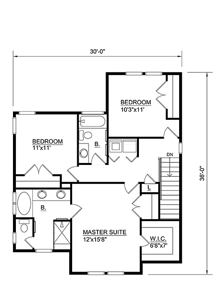 Craftsman, European House Plan 94498 with 3 Beds, 3 Baths, 2 Car Garage Second Level Plan