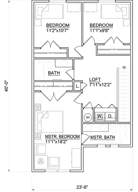 Coastal, Craftsman House Plan 94500 with 3 Beds, 3 Baths, 1 Car Garage Second Level Plan