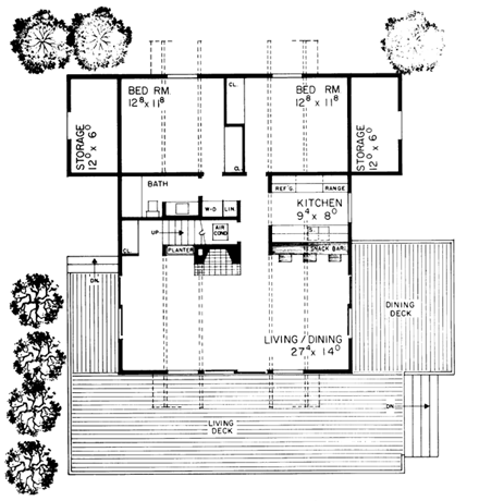 Contemporary House Plan 95003 with 4 Beds, 2 Baths First Level Plan