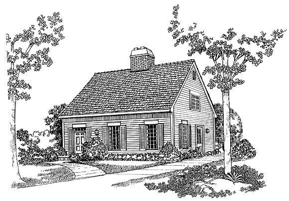 Cape Cod House Plan 95015 with 3 Beds, 3 Baths Elevation