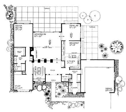 Contemporary House Plan 95017 with 3 Beds, 3 Baths, 2 Car Garage First Level Plan