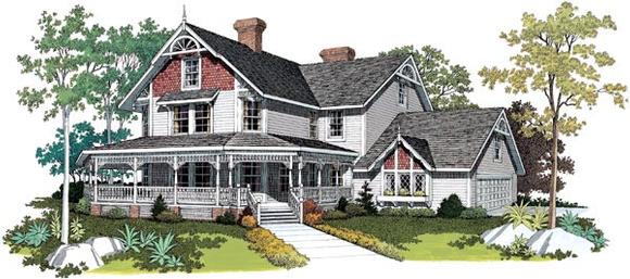 Farmhouse, Victorian House Plan 95030 with 5 Beds, 4 Baths Elevation