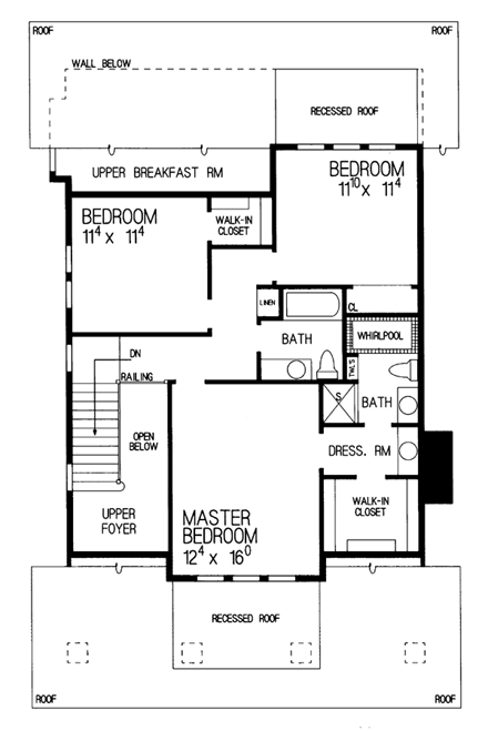 Bungalow, Craftsman House Plan 95038 with 3 Beds, 3 Baths Second Level Plan