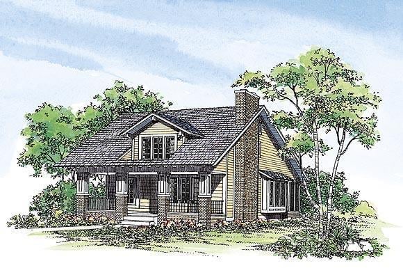 Bungalow, Craftsman House Plan 95038 with 3 Beds, 3 Baths Elevation