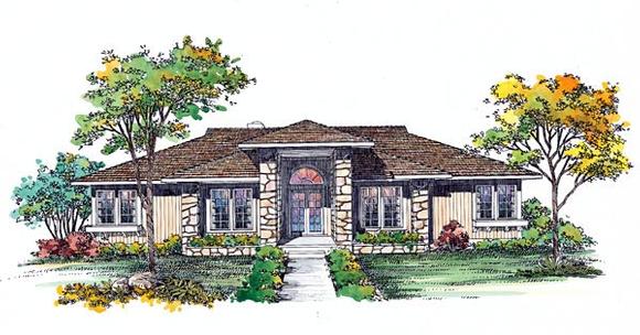 Prairie, Southwest House Plan 95039 with 3 Beds, 2 Baths Elevation
