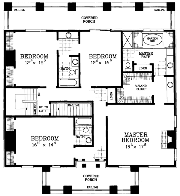 Colonial, Plantation House Plan 95058 with 4 Beds, 4 Baths Level Two