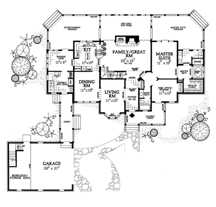 Traditional House Plan 95063 with 3 Beds, 3 Baths, 2 Car Garage First Level Plan