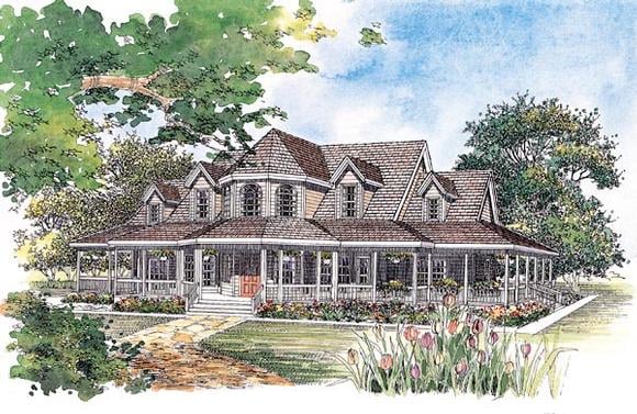 Country, Farmhouse House Plan 95067 with 4 Beds, 4 Baths Elevation