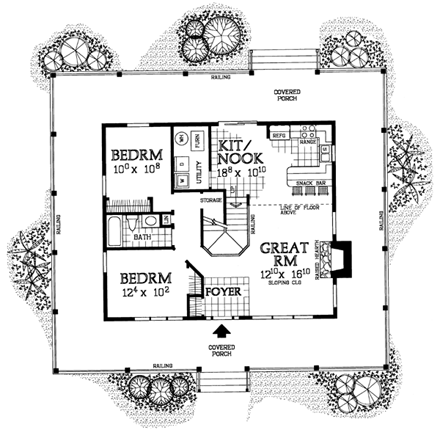 Country House Plan 95079 with 3 Beds, 2 Baths First Level Plan