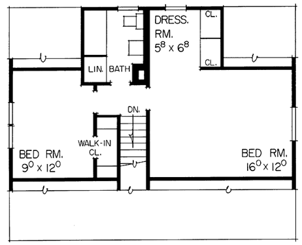 One-Story, Ranch House Plan 95101 with 4 Beds, 2 Baths Second Level Plan