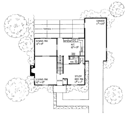 Cape Cod House Plan 95112 with 3 Beds, 2 Baths, 1 Car Garage First Level Plan