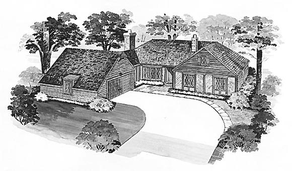 Ranch House Plan 95113 with 3 Beds, 3 Baths, 2 Car Garage Elevation
