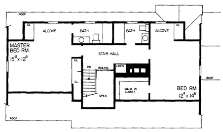 Ranch House Plan 95118 with 4 Beds, 4 Baths, 2 Car Garage Second Level Plan