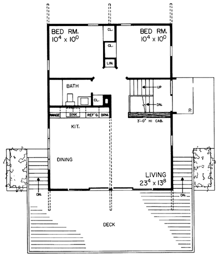 Contemporary House Plan 95119 with 4 Beds, 2 Baths First Level Plan