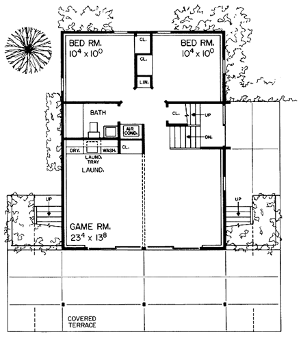 Contemporary House Plan 95119 with 4 Beds, 2 Baths Second Level Plan